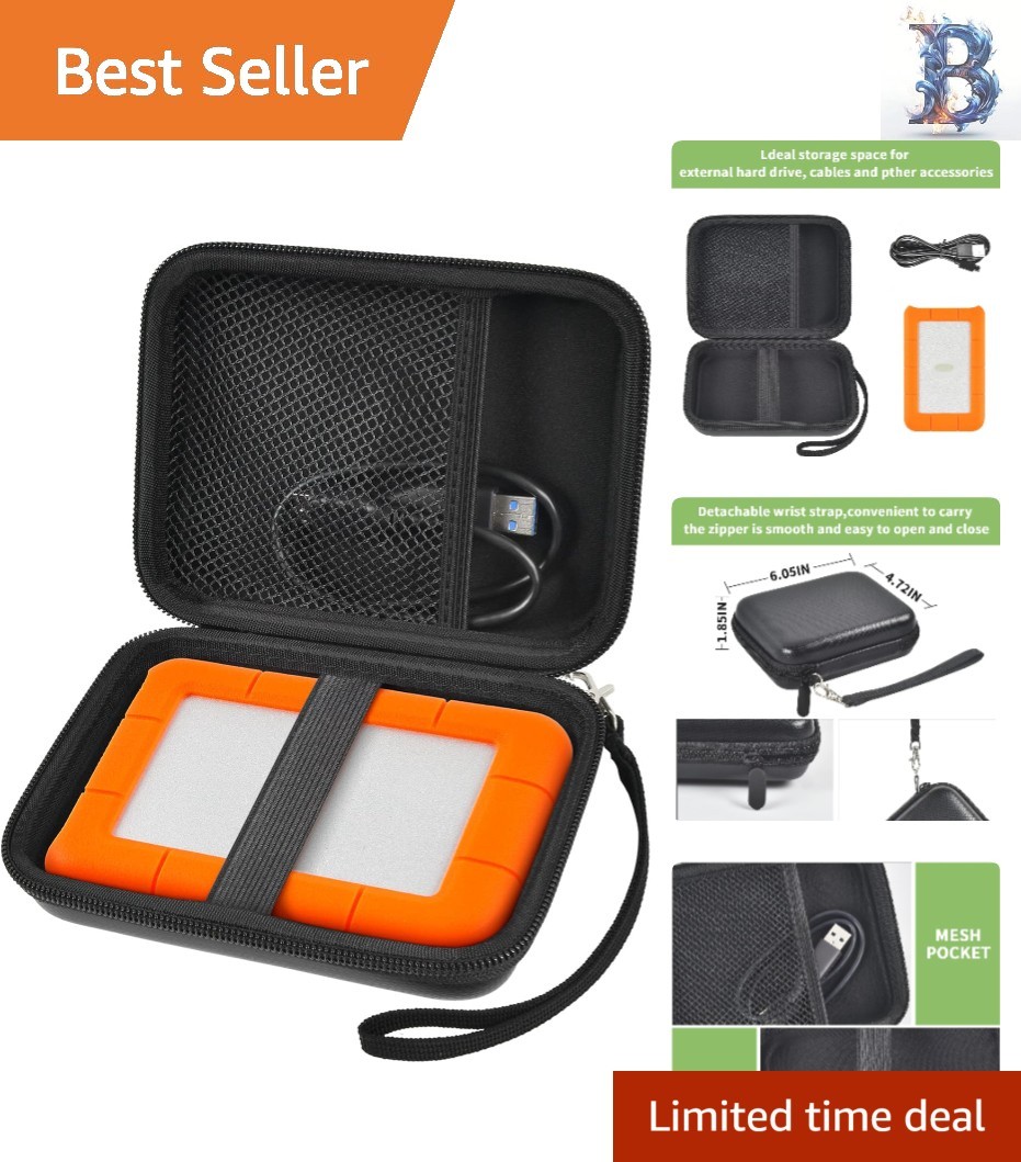 Sleek Black Case for LaCie Rugged Mini - Shockproof & Stylish Protection