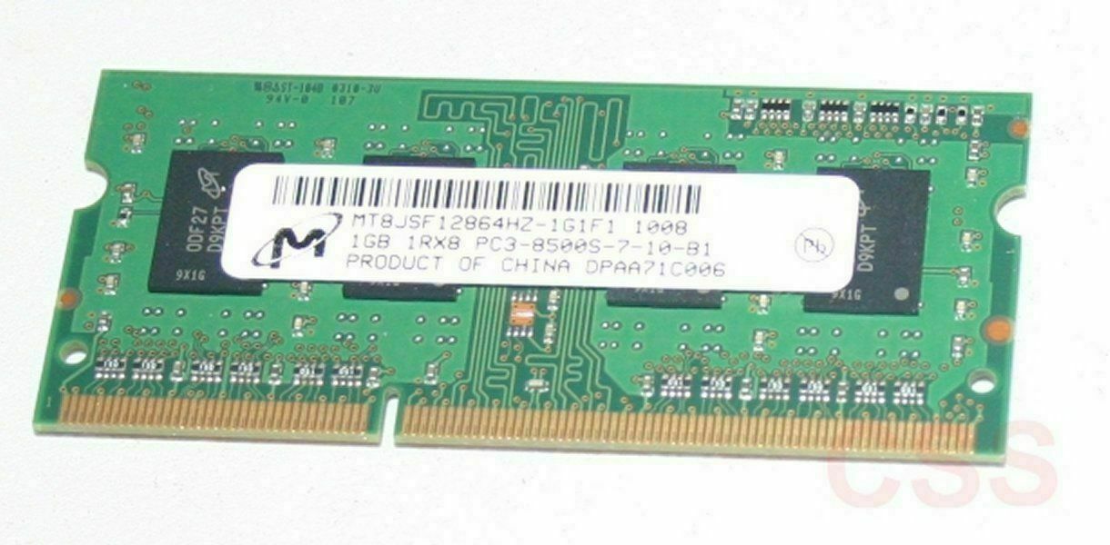 RAM Micron PC3-8500S PC3 8500 DDR3-1066 1GB 1RX8 Laptop Notebook Computer Memory