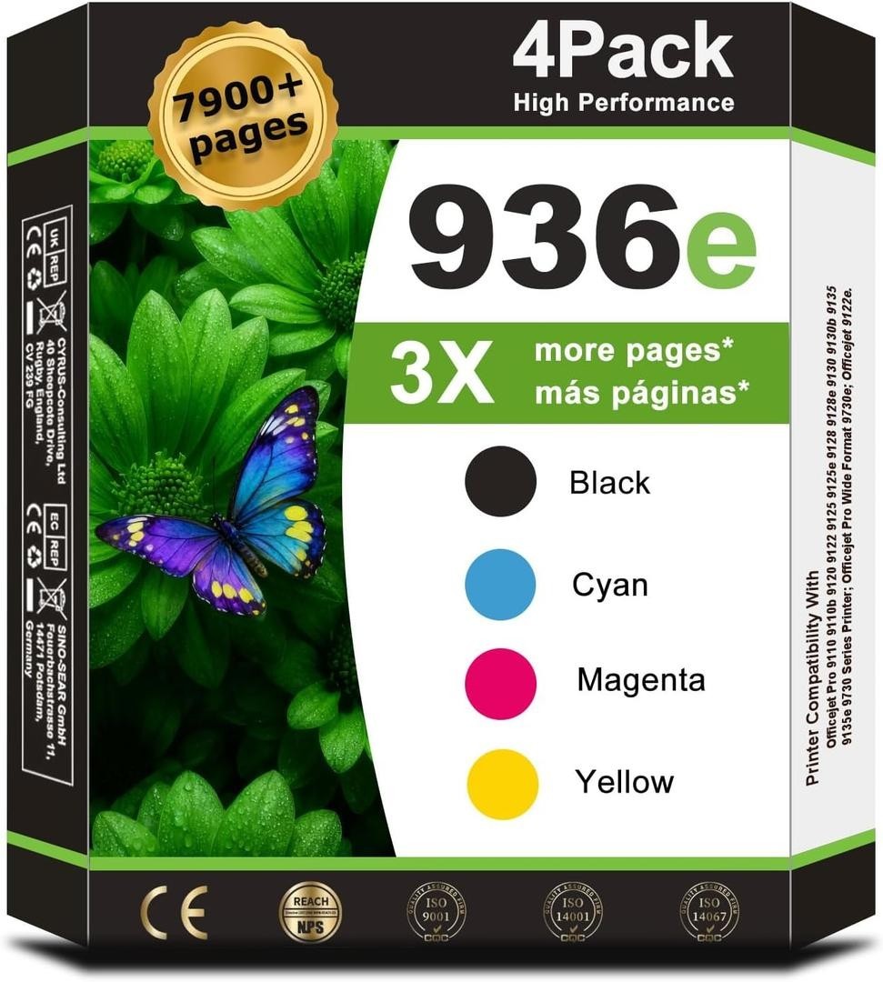 936e 936XL Ink Cartridges Combo Pack Compatible for HP 936 Ink Cartridges