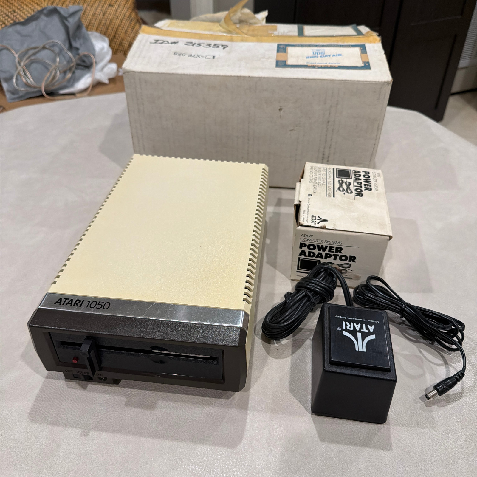Atari 1050 Floppy Disk Drive Complete In Box w/ Power Adaptor Tested Working