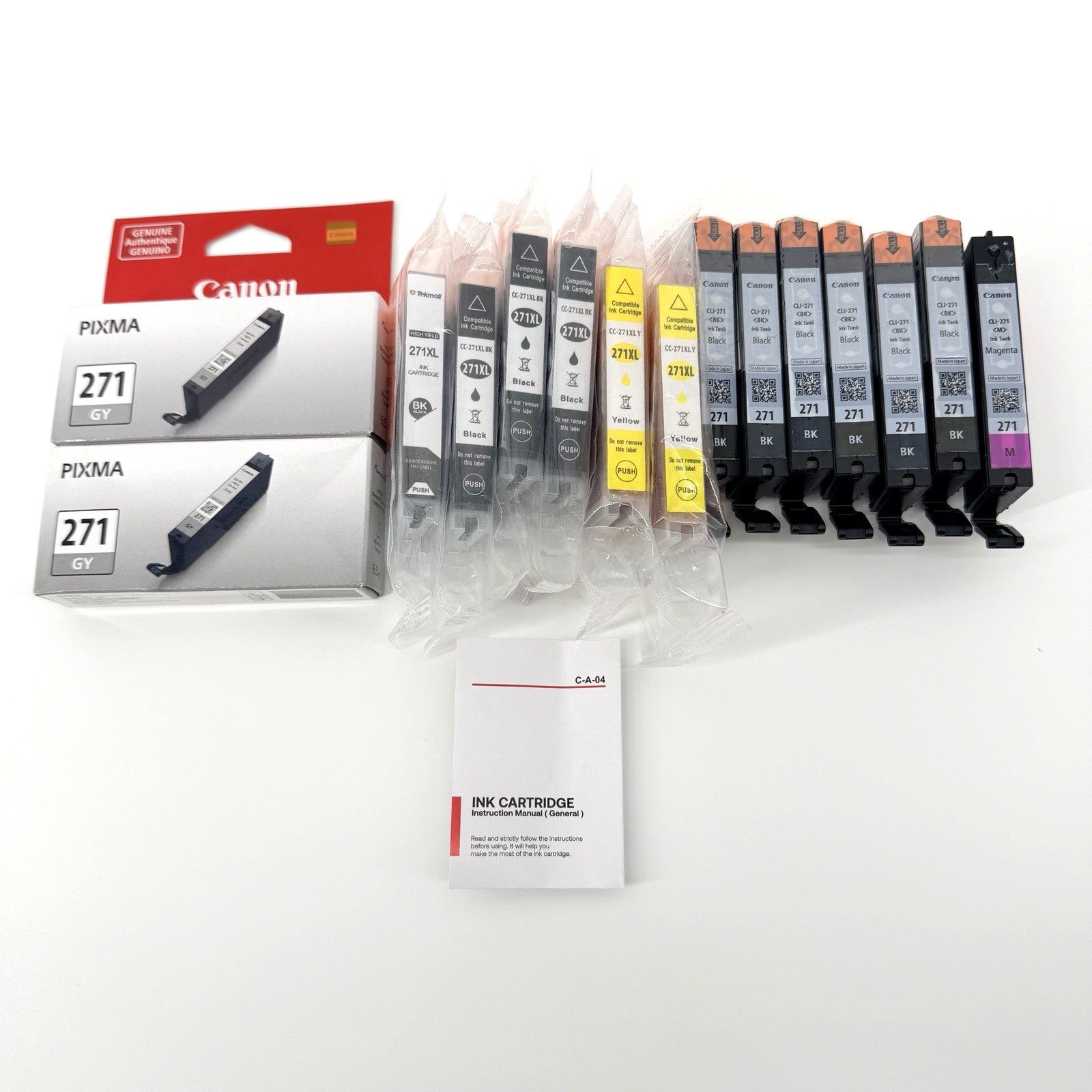 Canon CLI-271 Ink Cartridge Lot OEM & Compatible 271XL BK M GY 15 Total