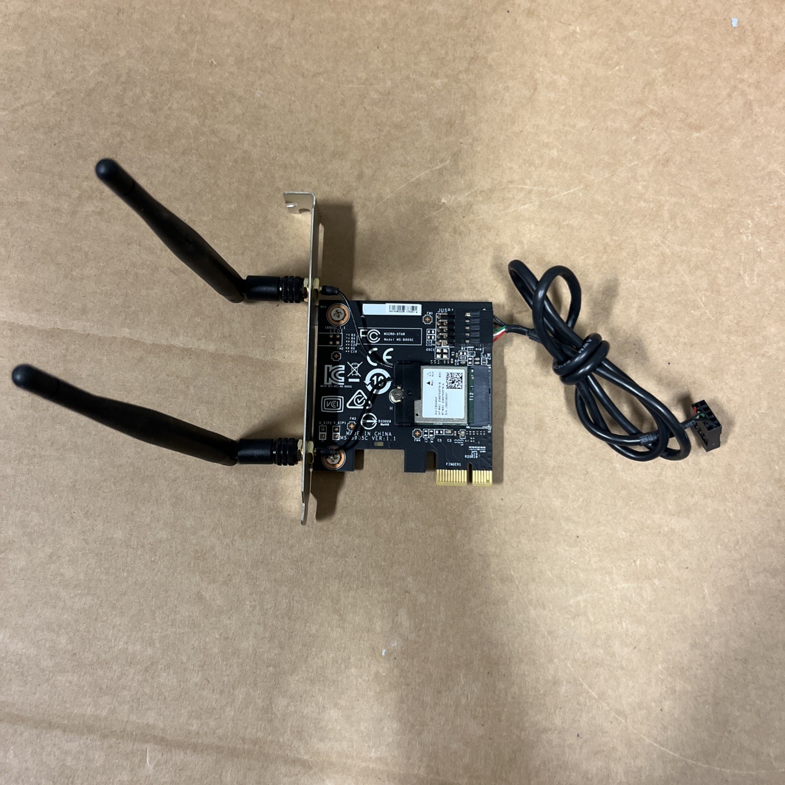 MSI MS-B905C PCIe WiFi Bluetooth Card with Antennas and USB Wire Tested Working