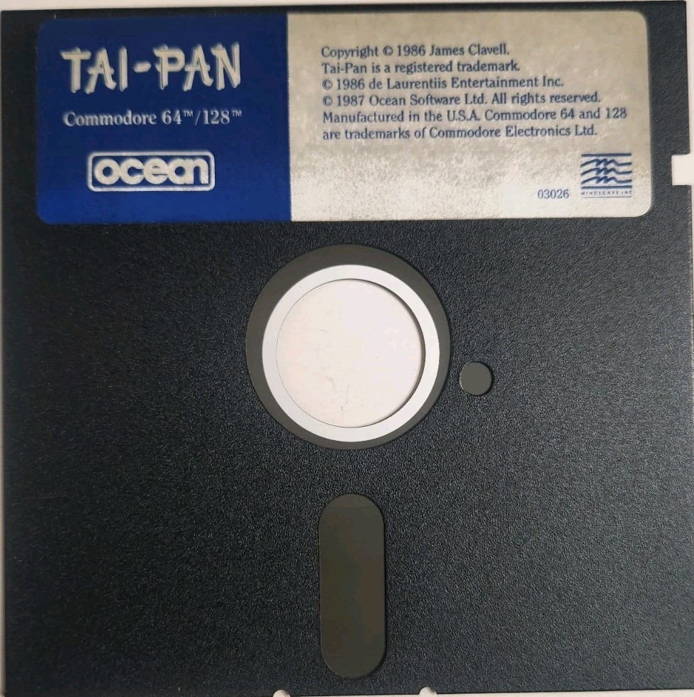 Vintage Ocean Software Company 1987 Tai Pan Commodore 64 5.25 Floppy Disc