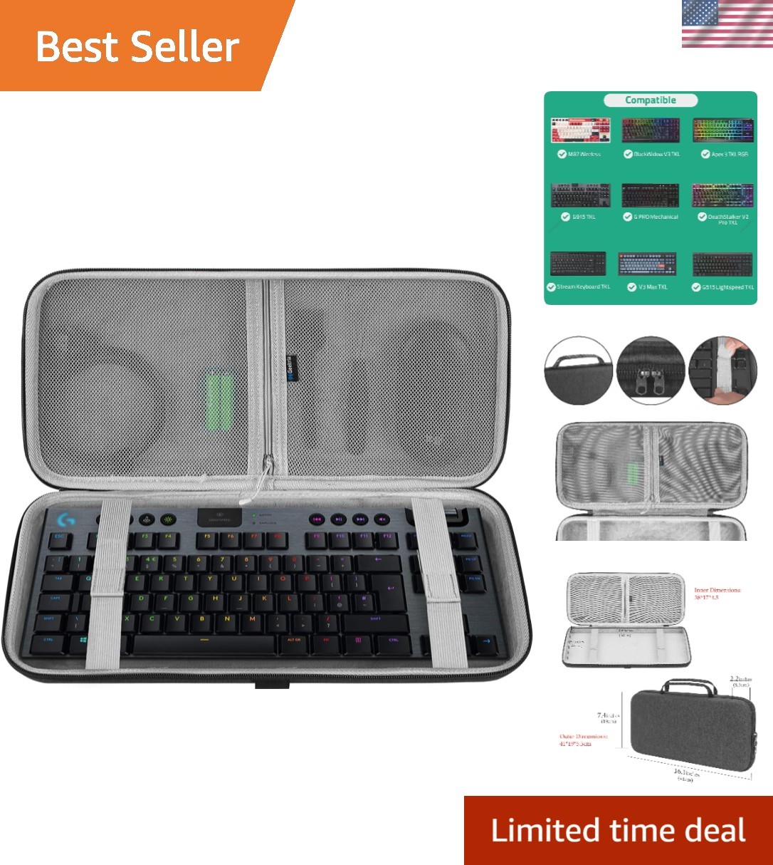 TKL Keyboard Case, Hard Shell Travel Carrying Bag for 80% / 87 Keys Mechanica...