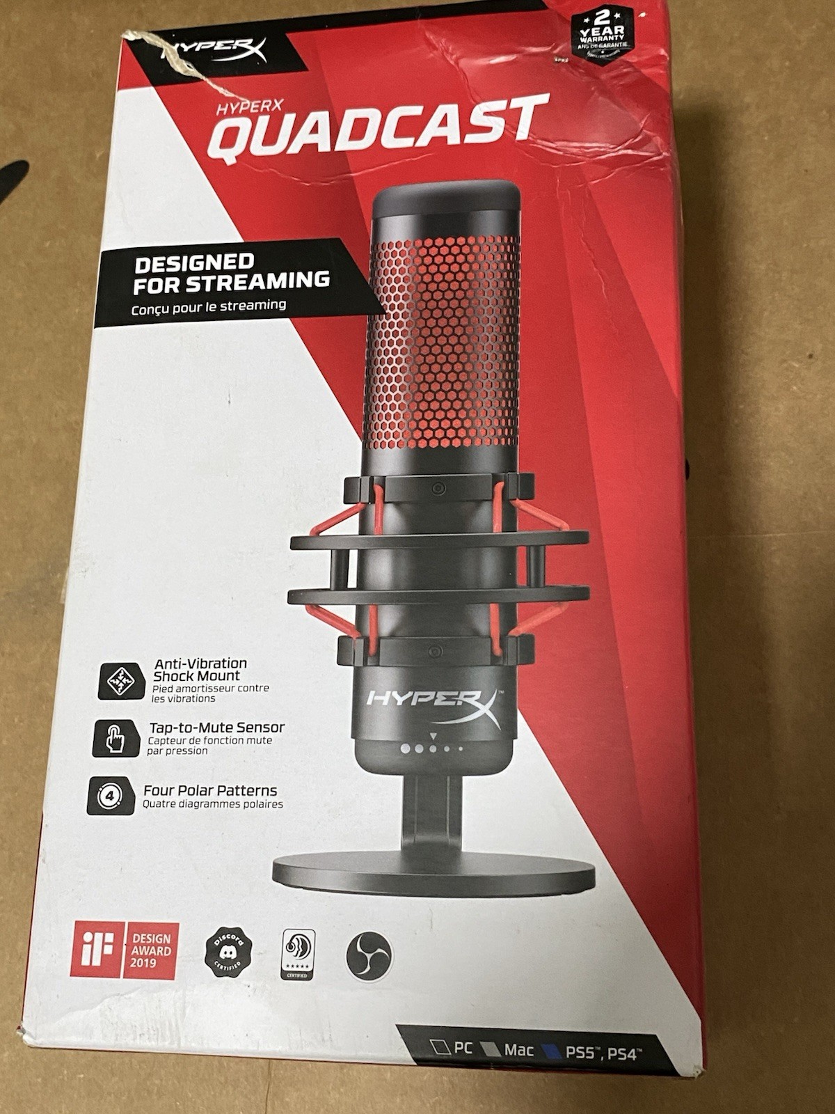 HyperX QuadCast - USB Condenser Gaming Microphone, for PC, PS4, PS5 and Mac