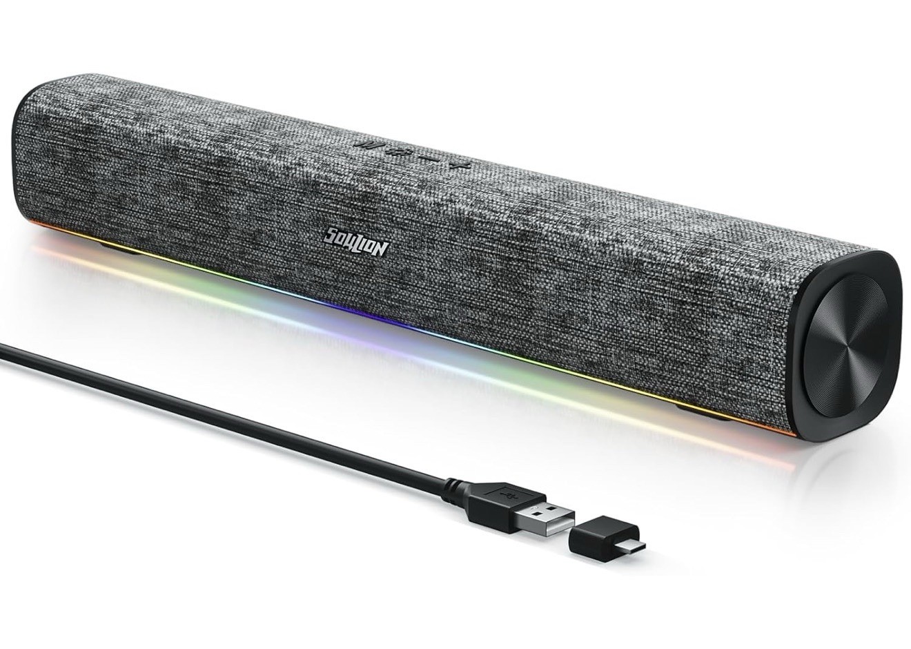 SOULION R100 Bluetooth USB PC Speakers LED Light Soundbar Desktop Laptop Black
