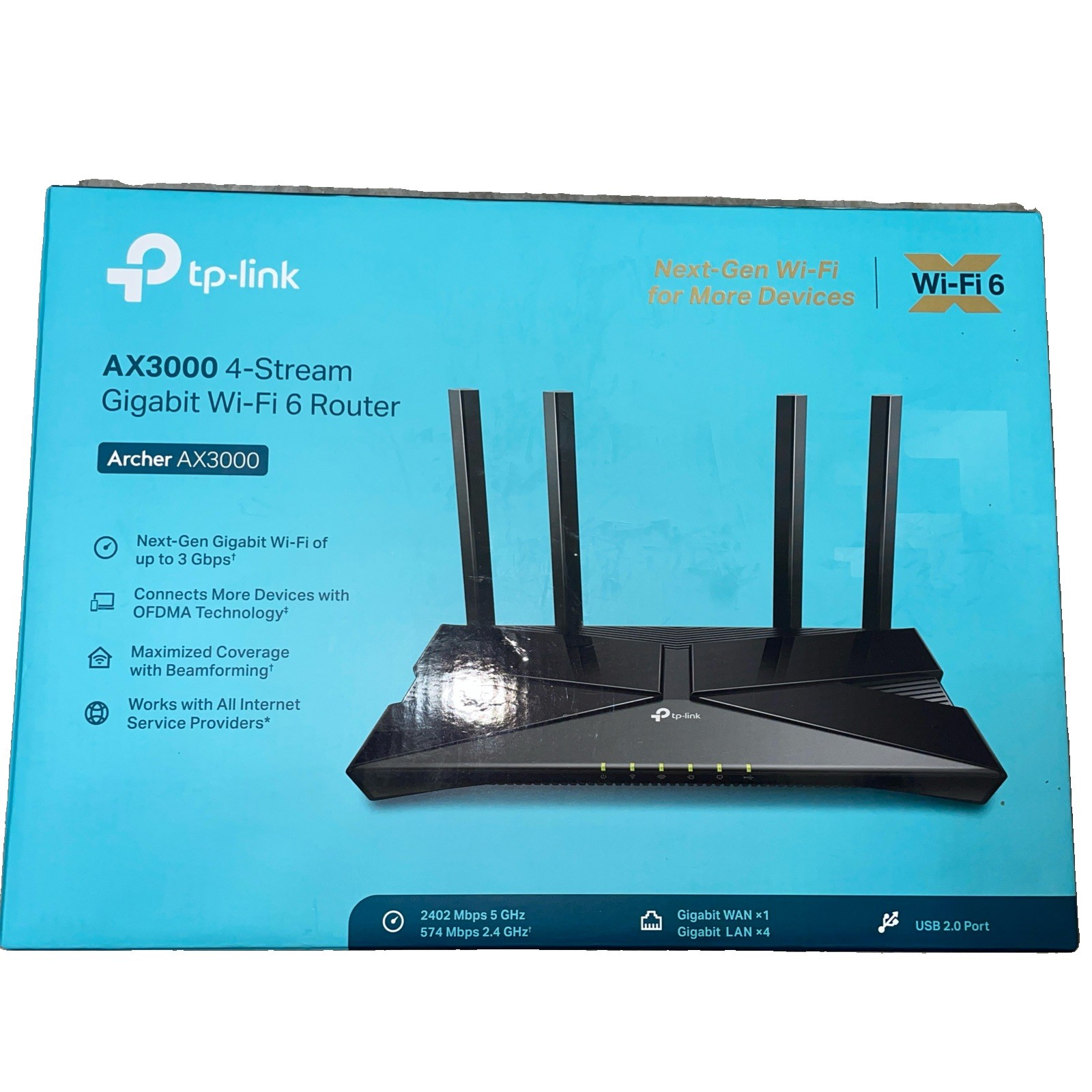 WiFi router TP-link AX3000 4-stream Gigabit WiFi 6 router max coverage internet