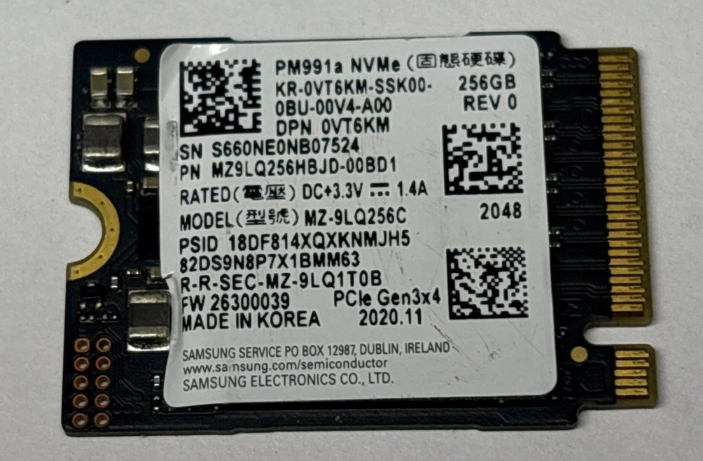 BLACK - SAMSUNG PM991A 256GB M.2 NVME SSD SOLID STATE DRIVE