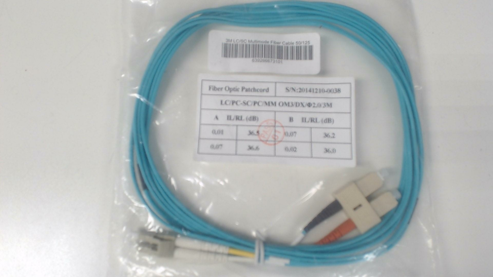 3 Meter - LC / SC Multimode Fiber Cable 50/125 - Aqua