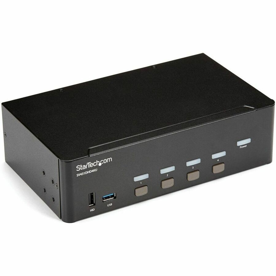 StarTech 4 Port HDMI KVM Switch, 4K 30Hz, Dual Display, TAA