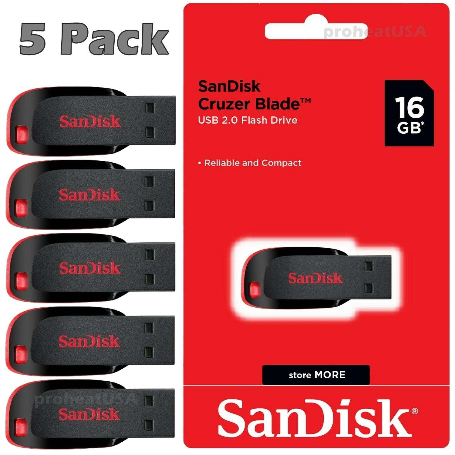 SanDisk Cruzer Blade 16GB USB 2.0 Flash Drive Thumb Memory Stick Lot Pack of 5 