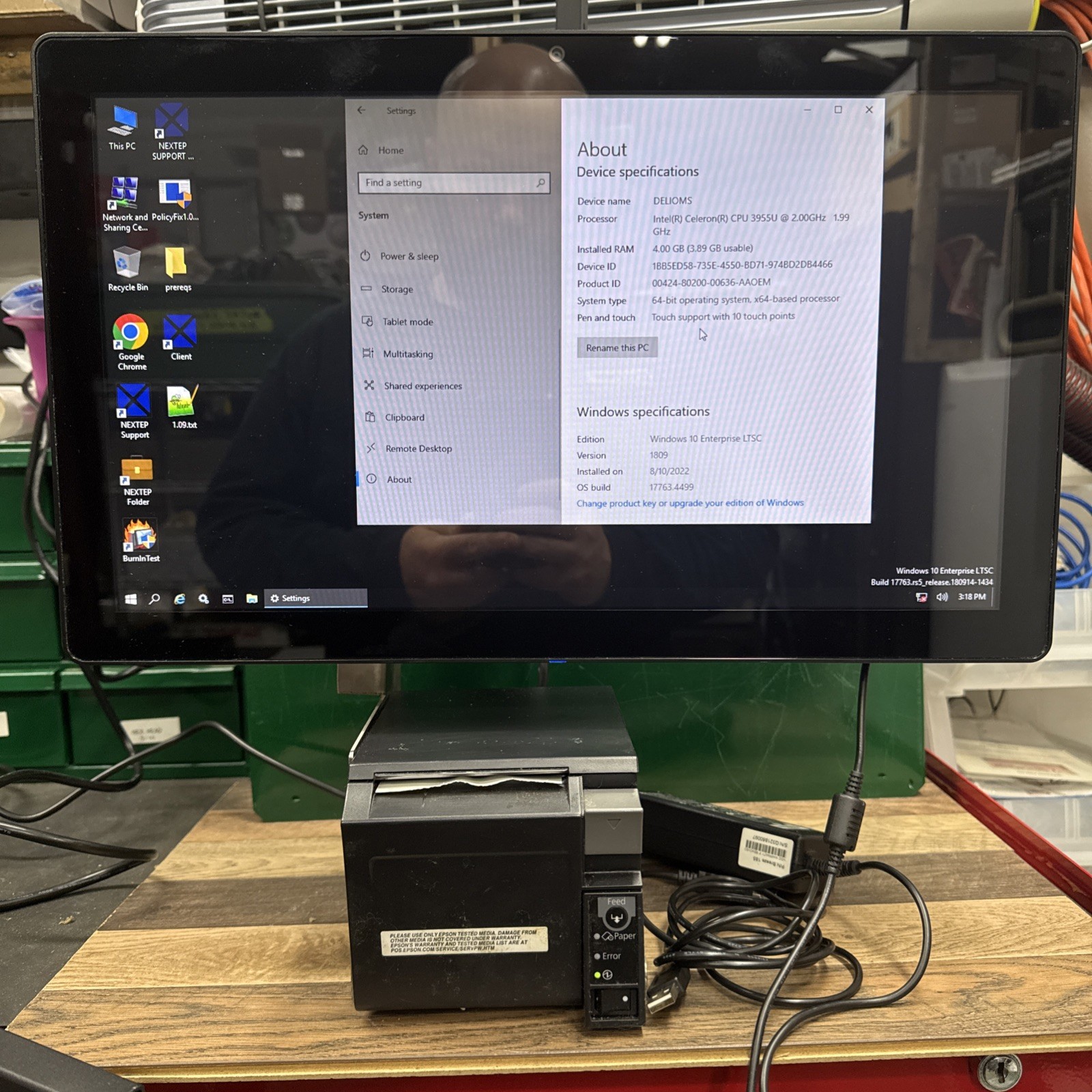 Touch Dynamic BREEZE 185 All-In-One POS System w/Printer And Hanging Mount RESET