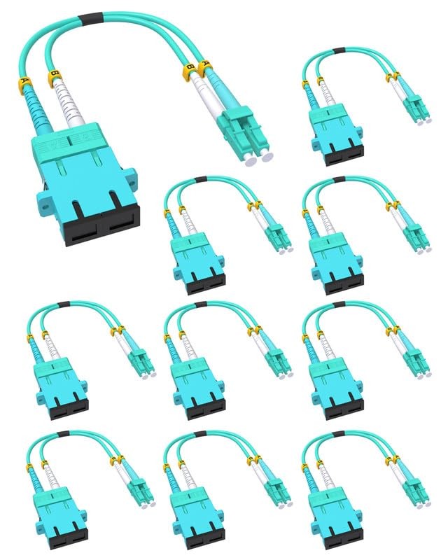 VANDESAIL 10 Pack Fiber Optic Adapter Cable, SC Female to LC Male, OM3/OM4 | ...