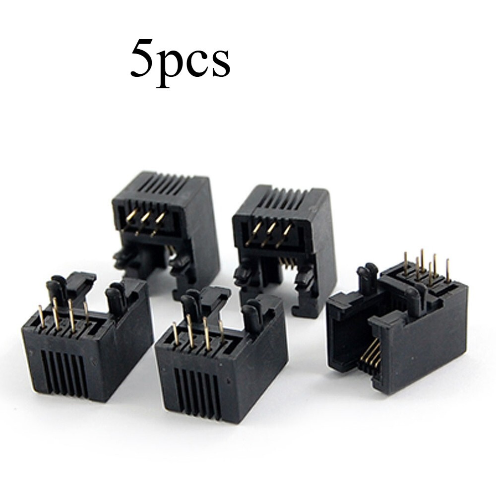 5 Pcs 6P6C 6 Pin RJ11 Modular Connector Telephone PCB Jacks