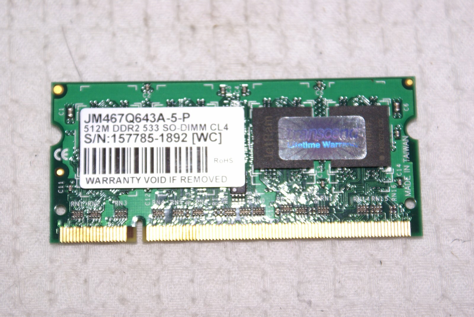 TRANSCEND 512 M DDR RAM FOR LAPTOPS 
