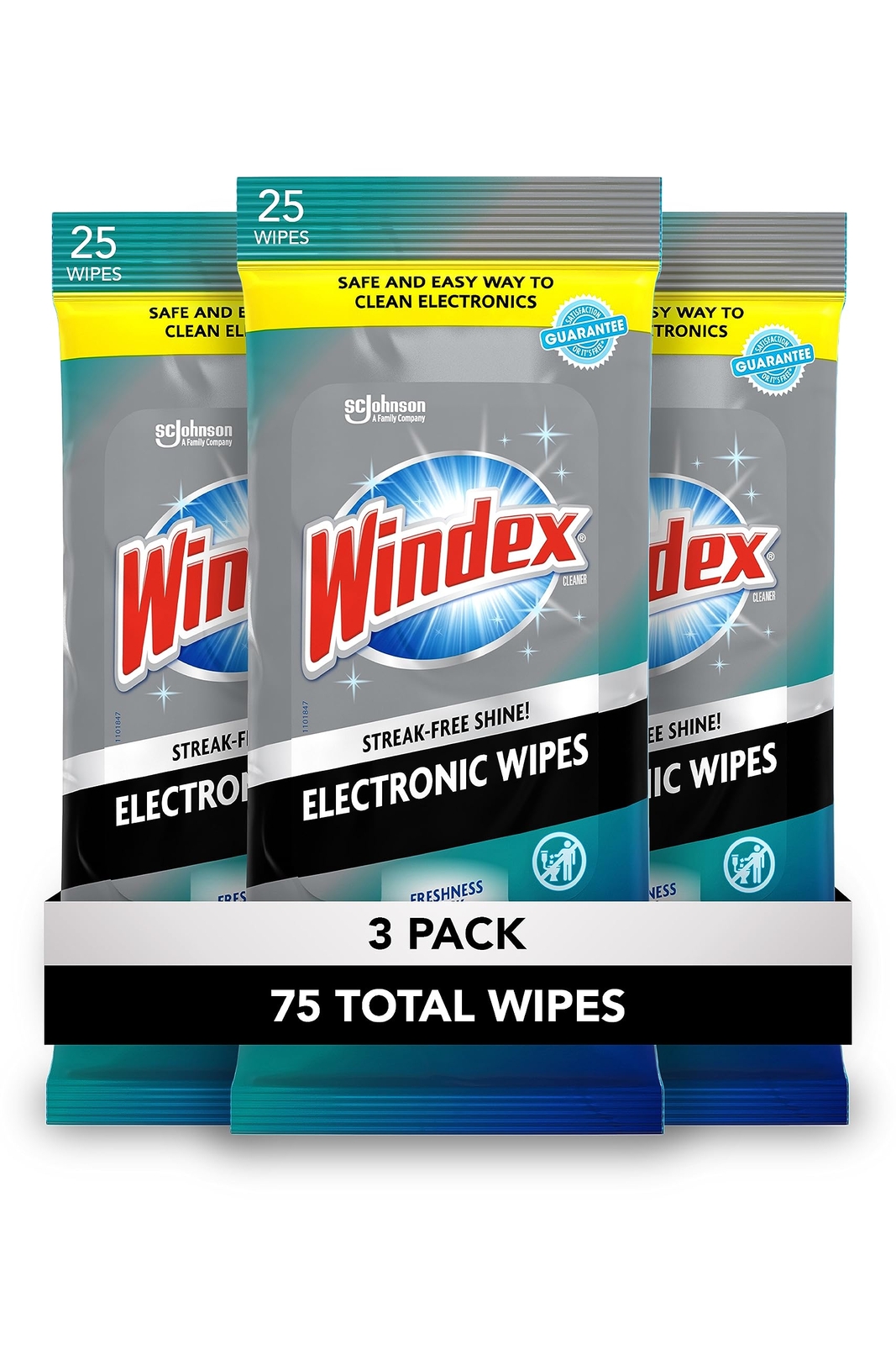 Windex Electronic Cleaning Wipes 25 Count 3 Pack Streak Free Screen Cleaner