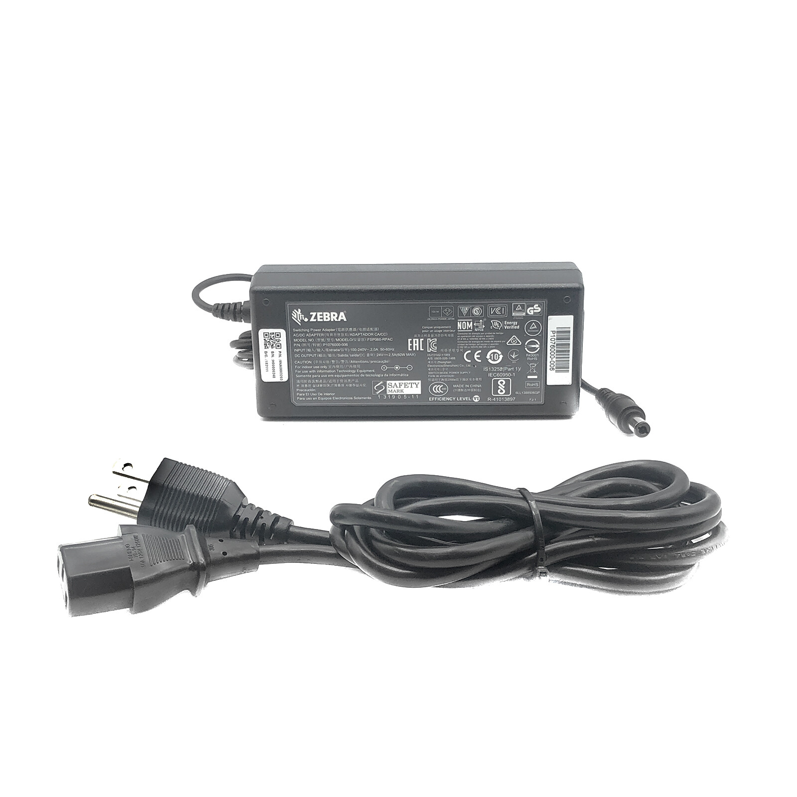 NEW Original Zebra 60W AC Adapter FSP060-RPAC P1076000-006 Charger 24V 2.5A