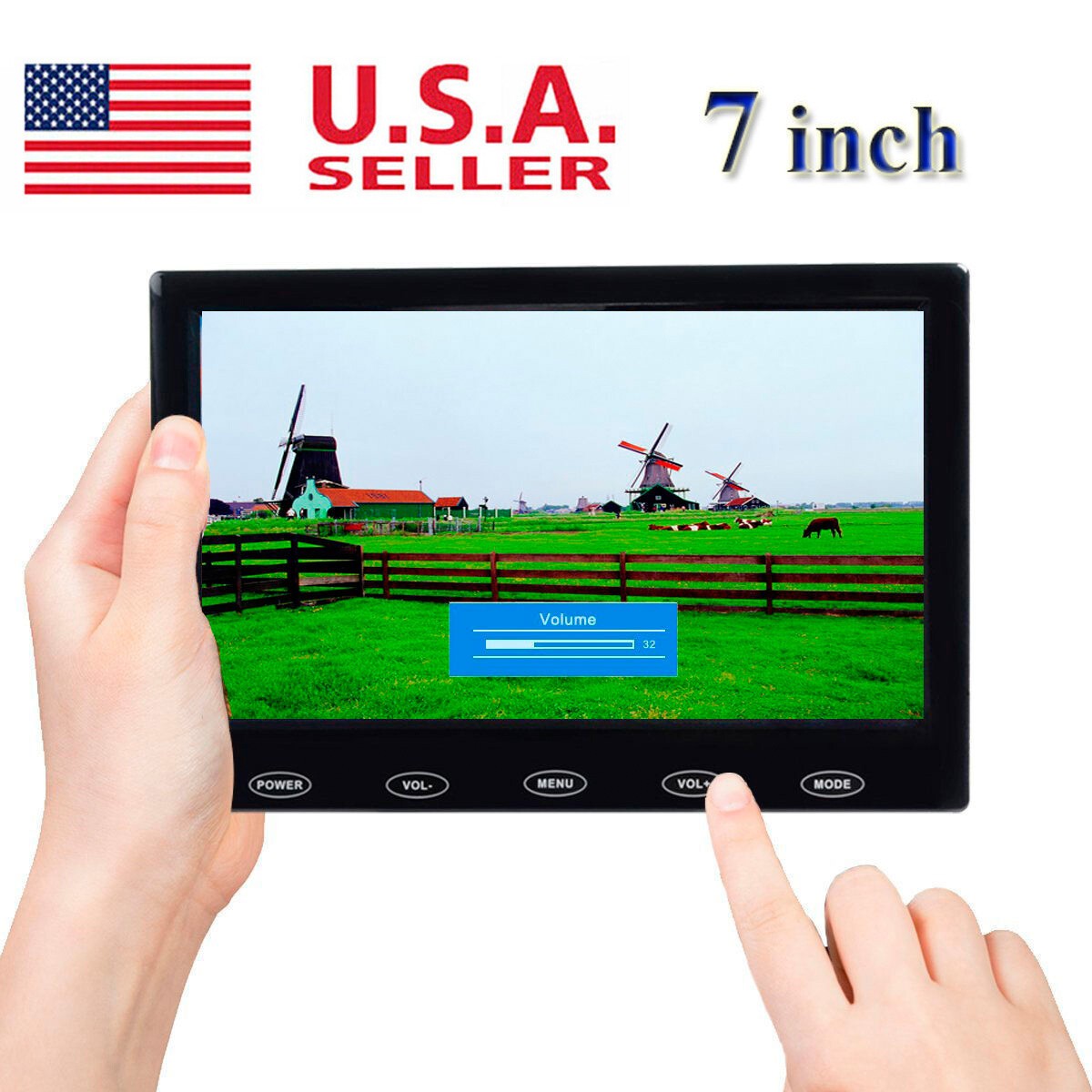 Portable Monitor 7 inch LCD Display Screen with AV VGA HDMI Input for DSLR PC