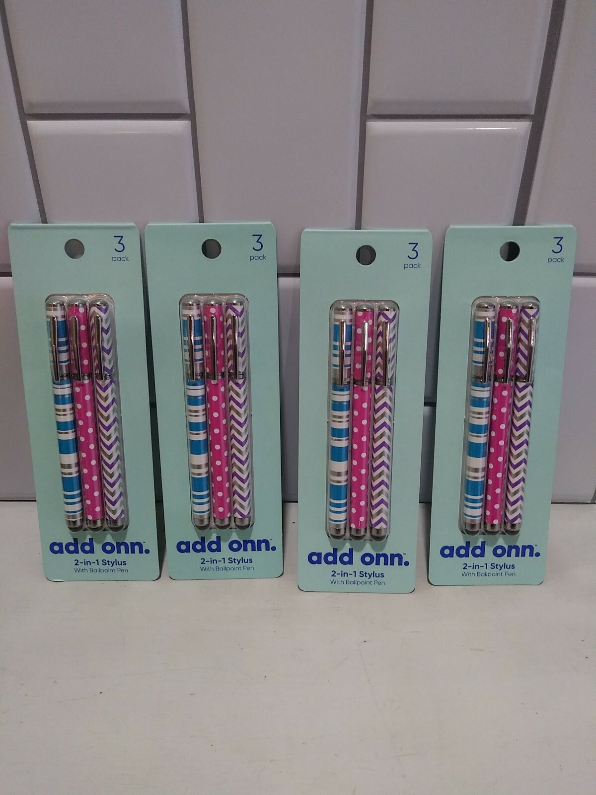 Add Onn 4 Pack 2-in-1 Stylus W/ Ballpoint Pen  Compatible W/ Most Smart Tablets