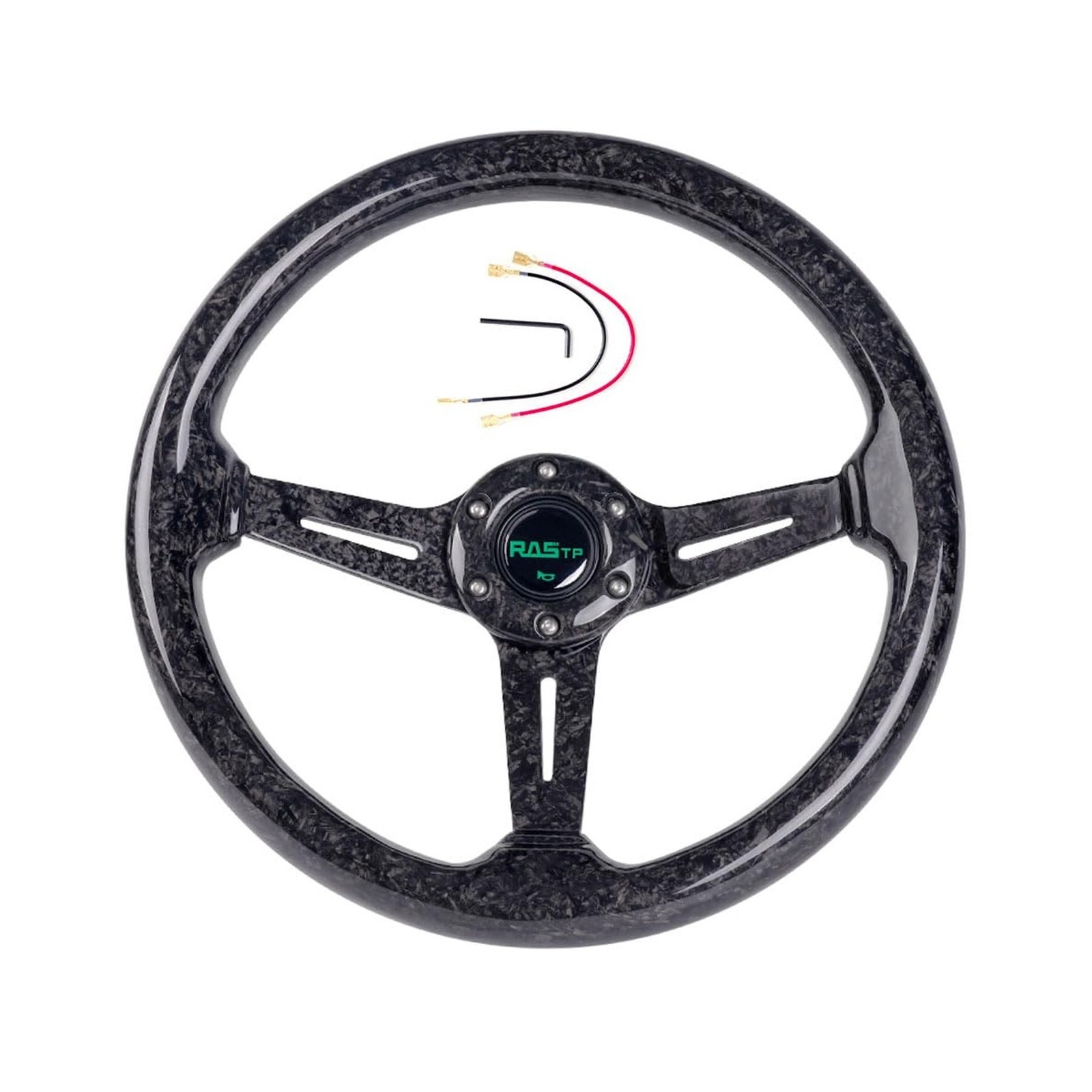 RASTP Forged Carbon Fiber Racing Steering Wheel, 13.8”/350mm 6 Bolts Steer