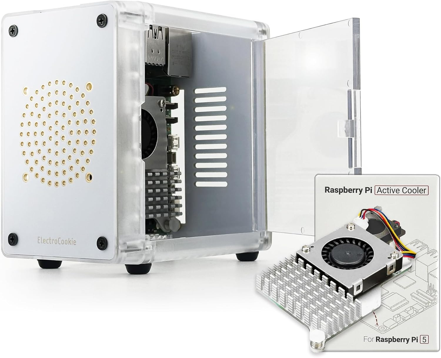Mini PC Case for Raspberry Pi 5 – Side Door Access with Official Active Cooler I