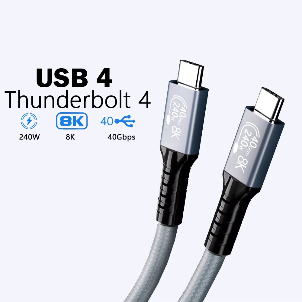 USB4 Cable 40Gbps 240W Thunderbolt 4 Type C Fast Charging Cable Thunderbolt3 USB