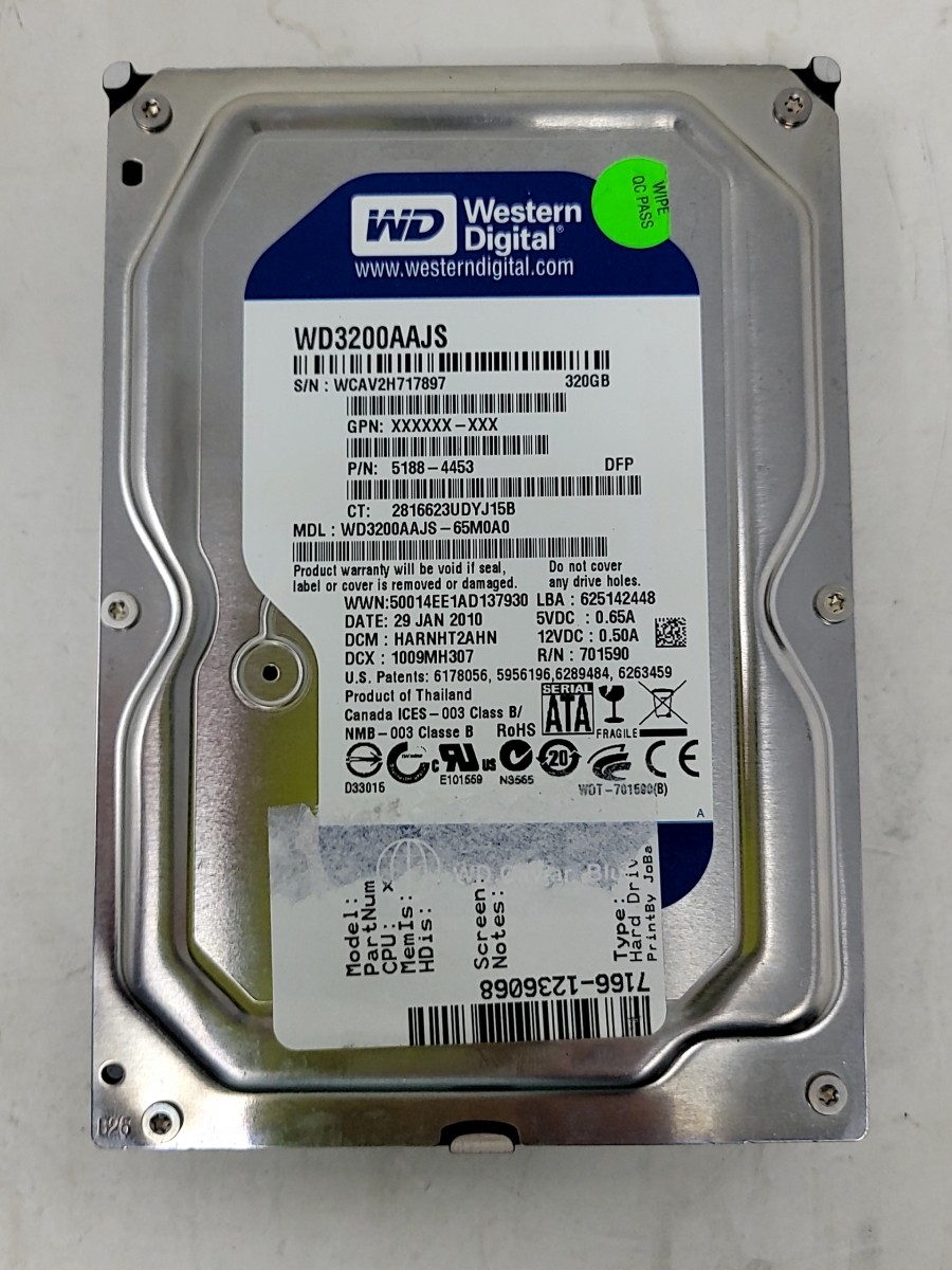 WESTERN DIGITAL WD3200AAJS-65M0A0 Hard Drive 3.5" SATA 320GB