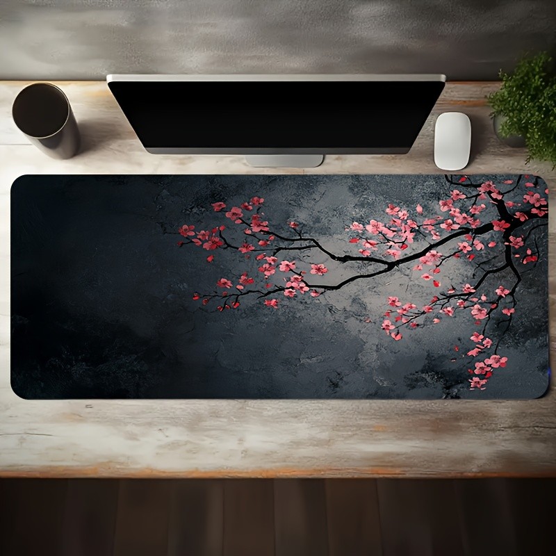 1 Extra-Large Gaming Mouse Pad with Blossom Painting Design, Non-Slip Desk Mat ❀
