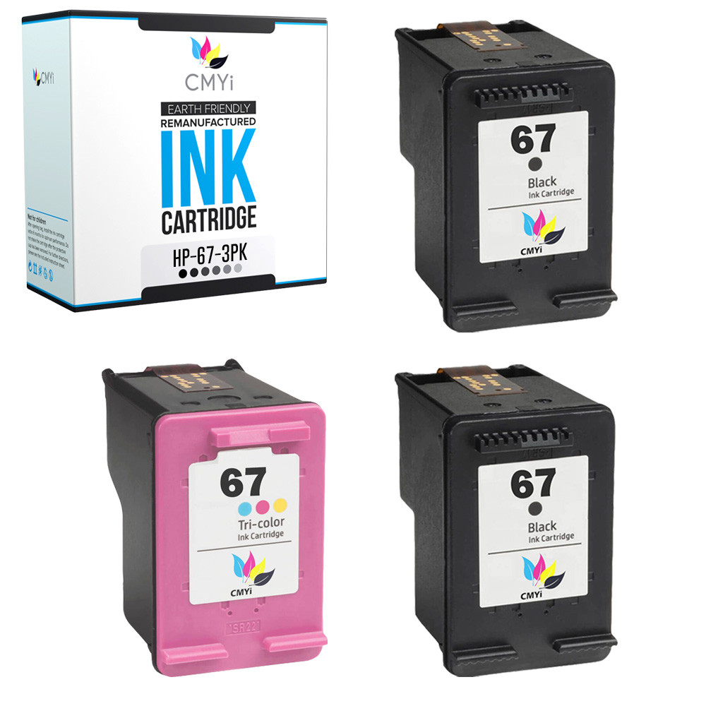 3-PK Compatible HP 67 Combo Pack Ink Cartridges for ENVY 6010e 6454e 6065e 6066e