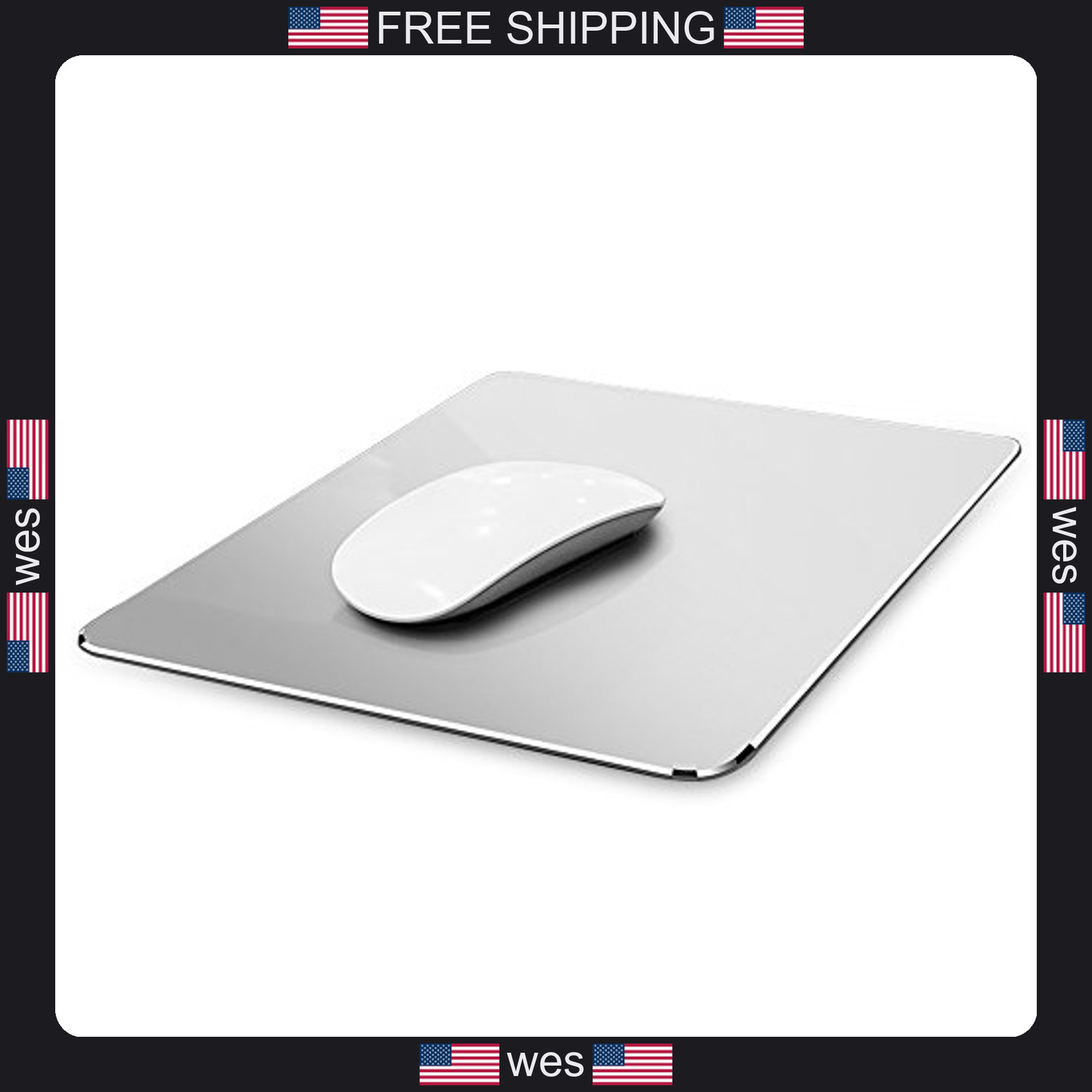 Vaydeer aluminum mouse pad 9.05x7.08 inch dual-sided waterproof smooth silver