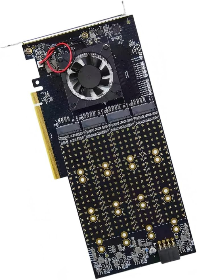 PCIe Expansion Card with PLX8749 Chip, 8-Port M.2 NVMe SSD Adapter, Supports 221