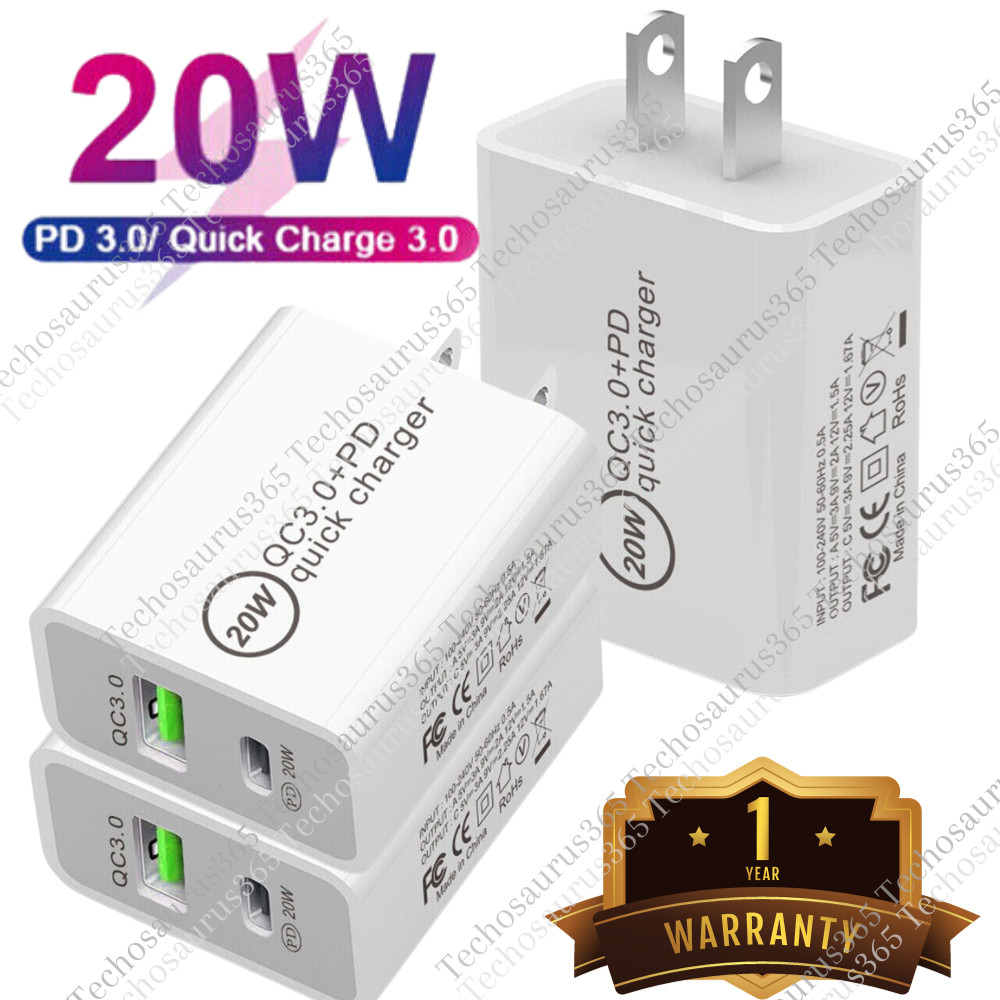 20W USB Type-C Wall Fast Charger PD Power Adapter For iPhone 15 14 12 13 11 Lot