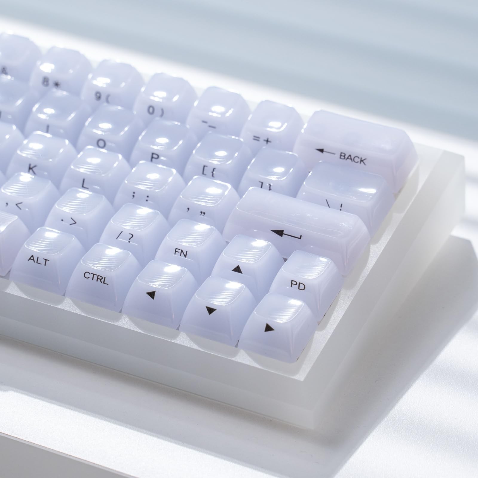115 PCS Crystal Transparent Jelly Keycaps Clear MDA Profile White Side Printed