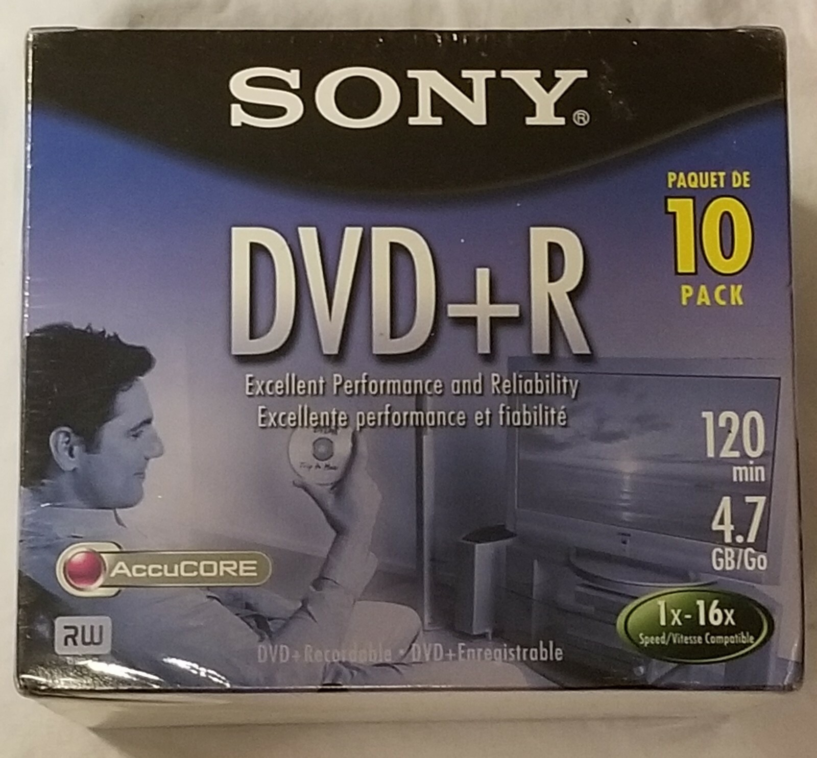 Sony DVD+R 10 Pack DVD with Jewel Case 4.7GB 120 Min 1X-16X New  