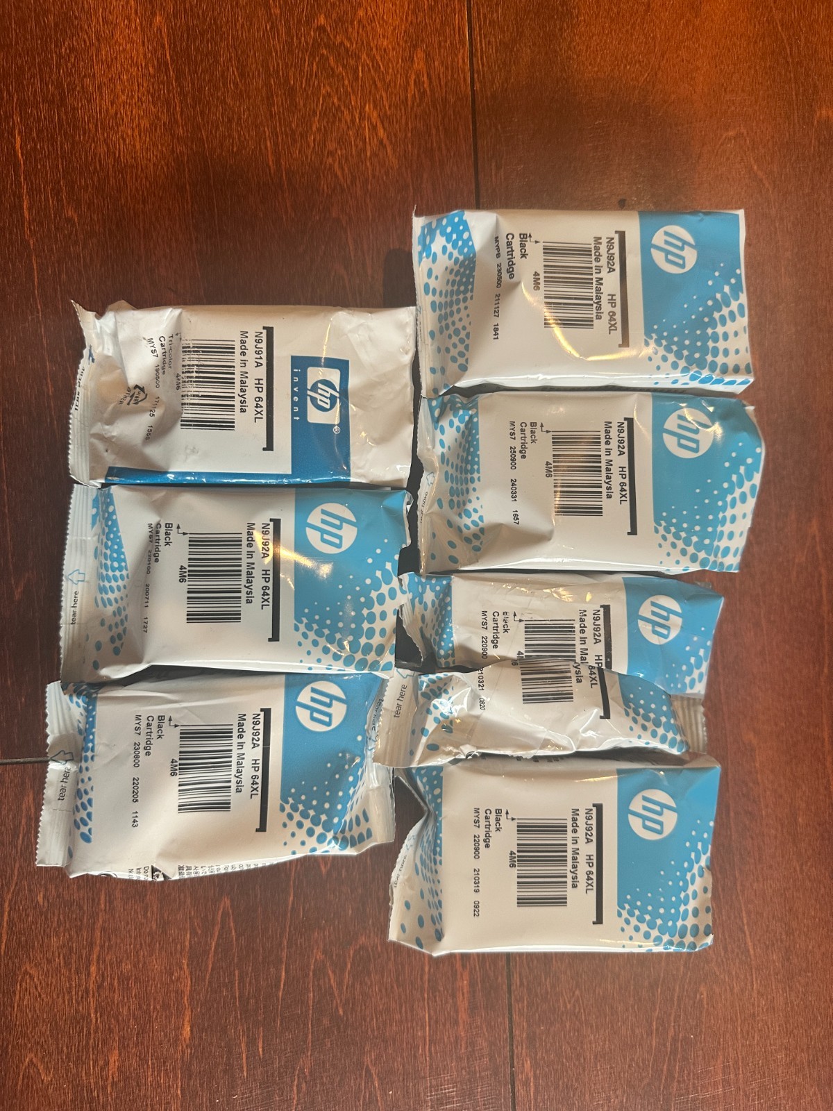 HP 64XL PRINTER INK CARTRIDGES**EMPTY**7 TOTAL**6 BLACK**1 COLOR**FREE SHIPPING