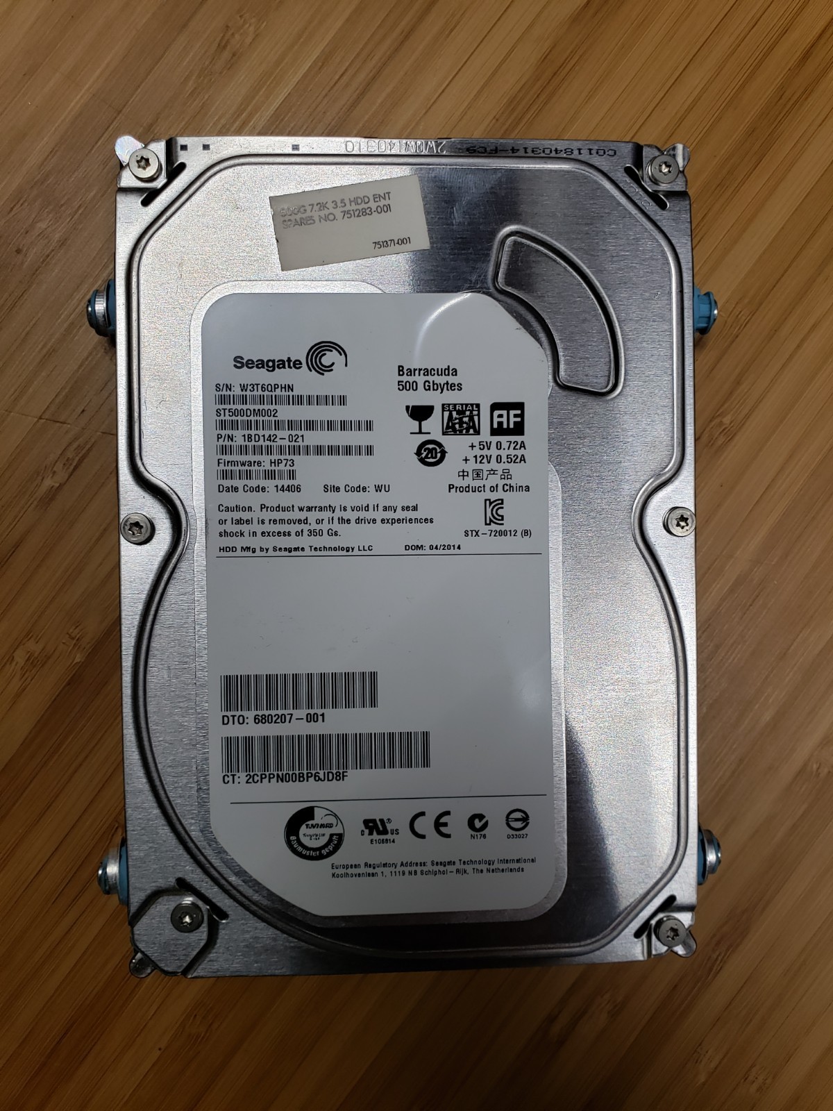 Seagate Barracuda ST500DM002 500GB SATA III 1BD142-542