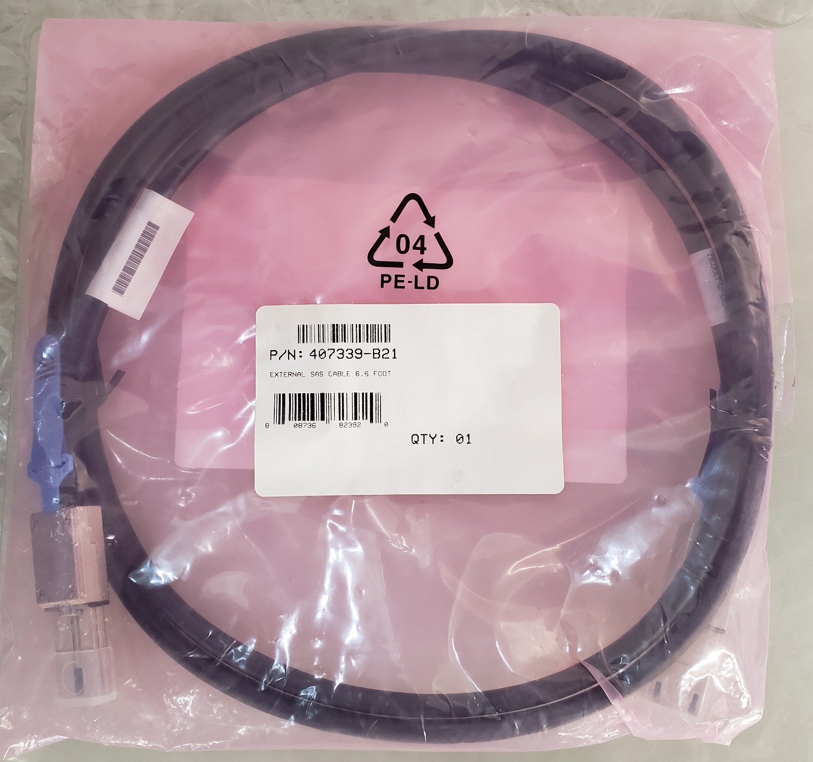 HP 407339-B21 External SAS Cable 6.6ft NEW *SEALED*