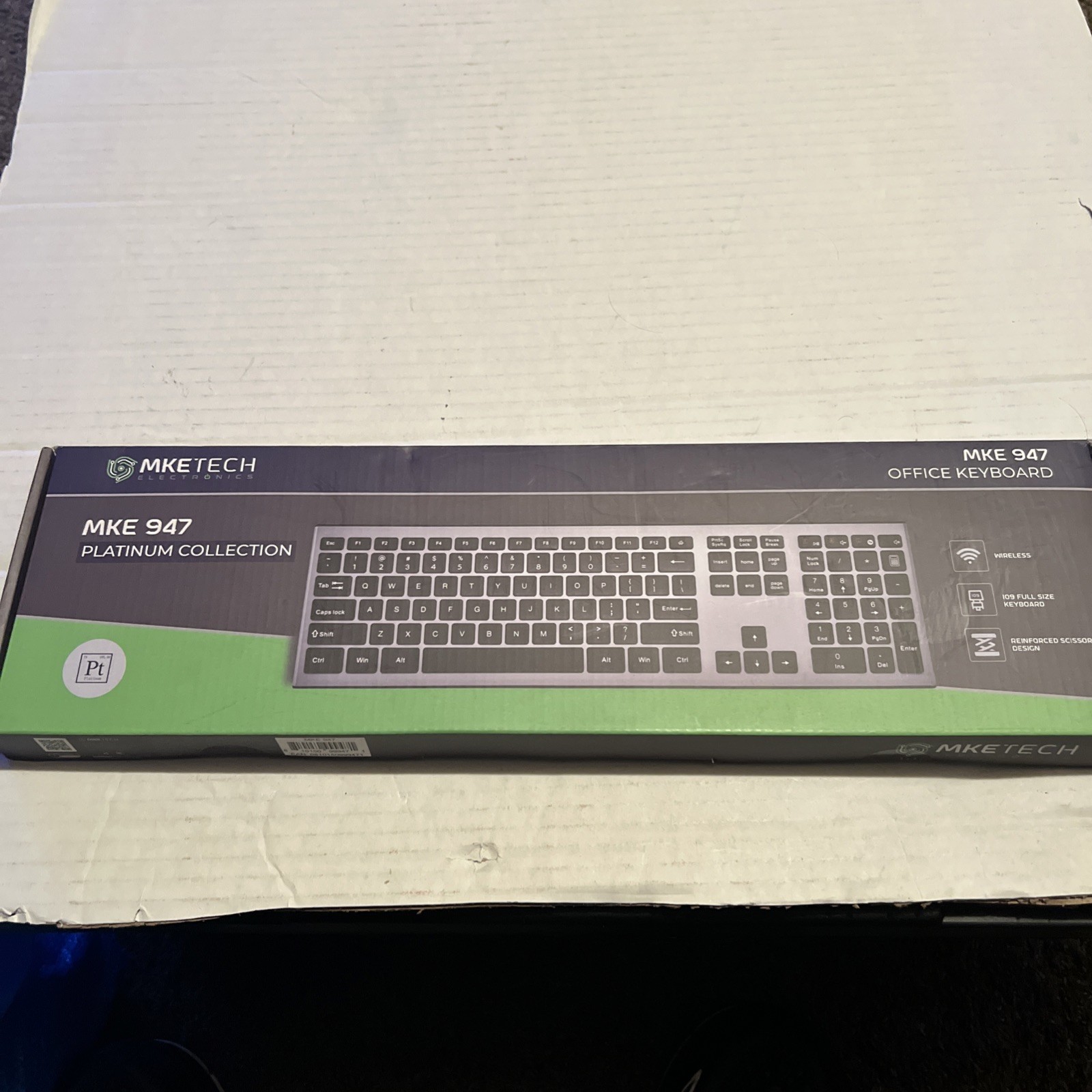 MKE 947 Wireless Ergonomic Computer Keyboard with Number Pad, Black