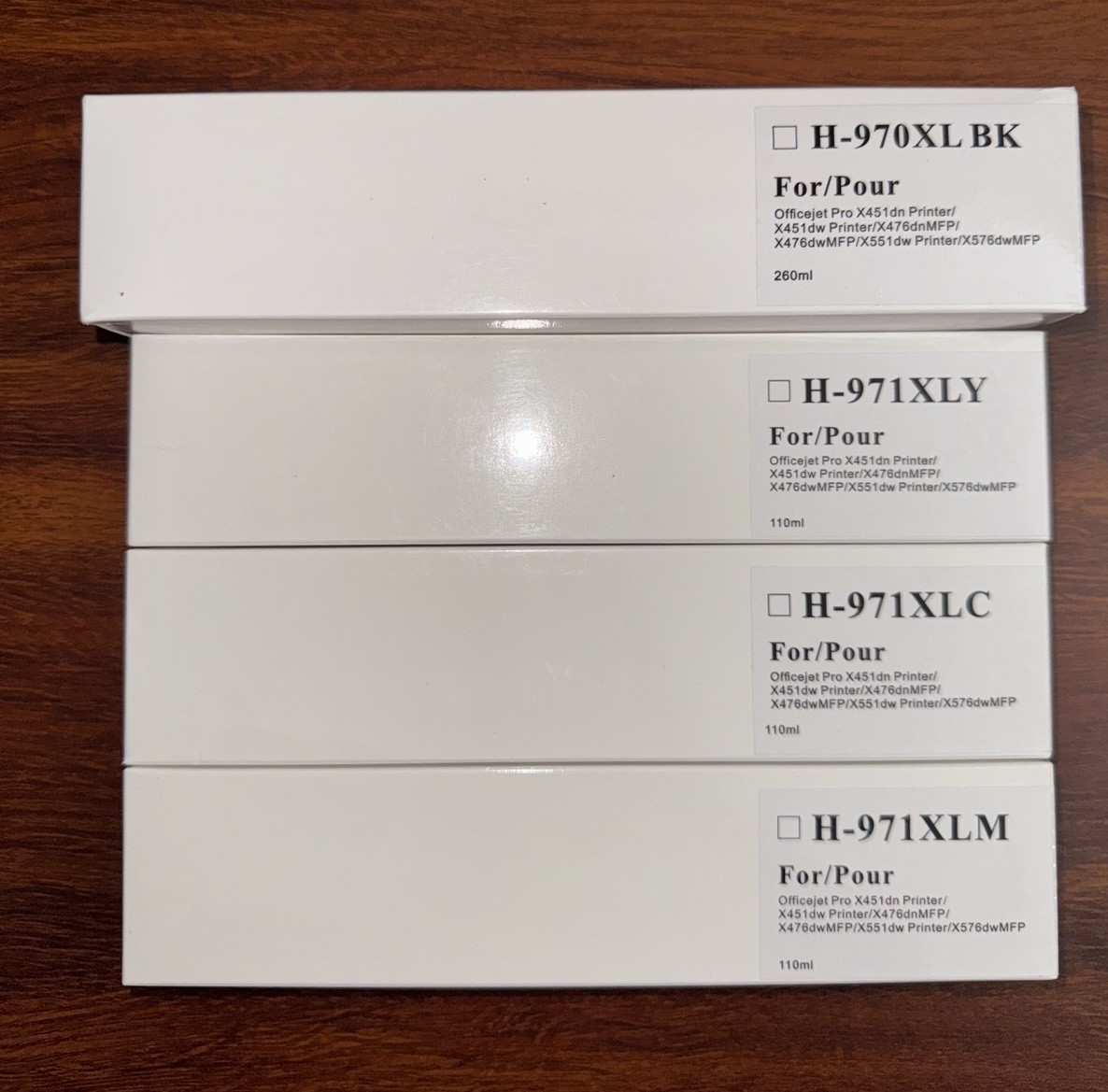 4PK Fits HP 970XL 971XL Ink Cartridges for Officejet Pro X451 X476 X551dw X576dw