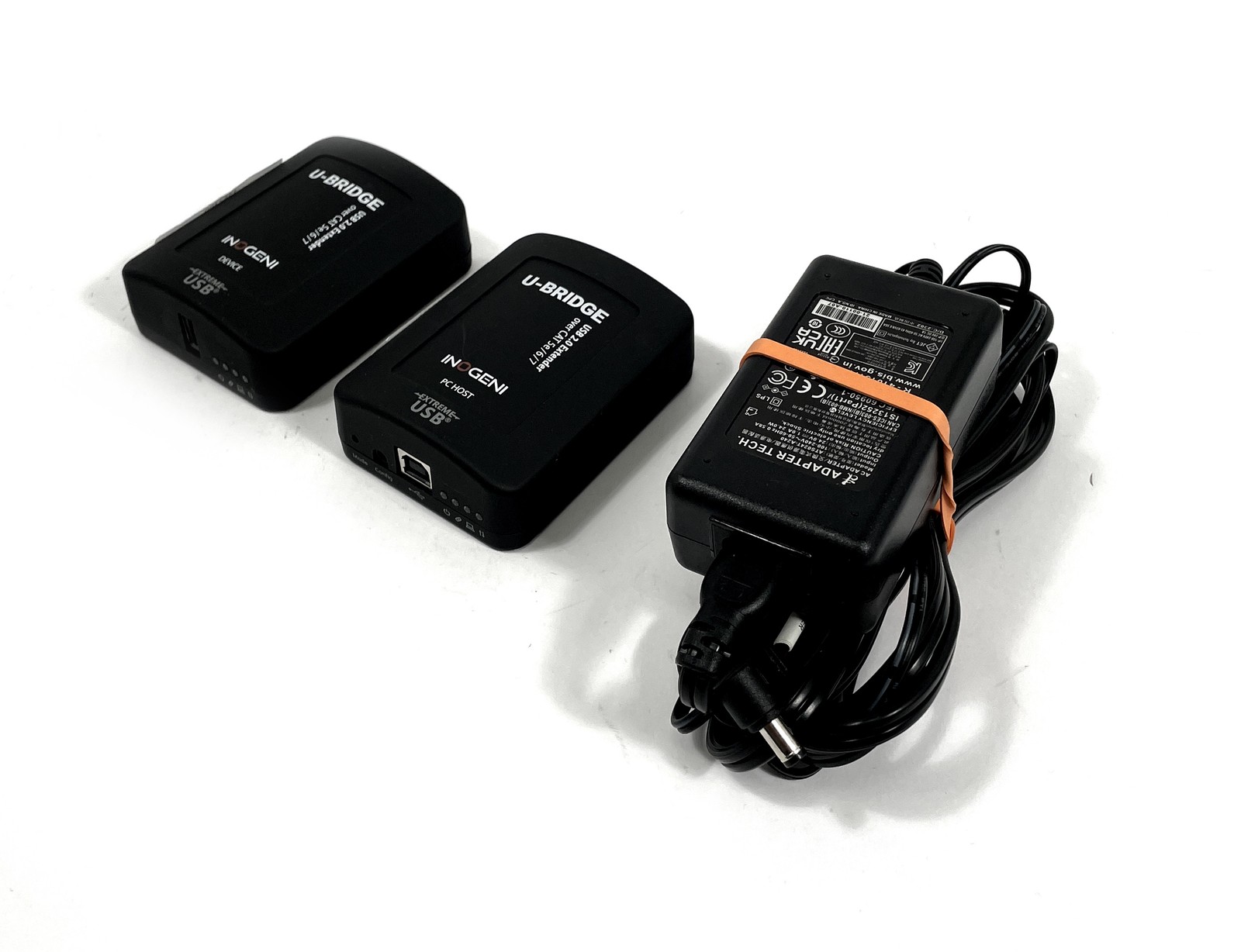 Inogeni U-BRIDGE USB 2.0 Extender CAT 5e/6/7 - Host, Device & AC Adapter