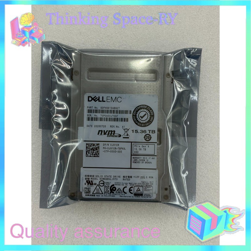 DELL EMC 0J91CR 15.36TB SSD 2.5" NVMe PCIe Gen 4 KCM6XRUL15T3 Solid State Drive