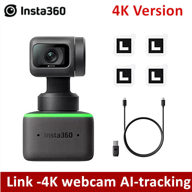 Insta360 Link 4K Webcam 1/2" Sensor AI Tracking Gesture Control HDR Web Camera