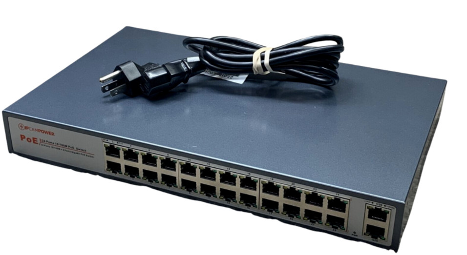 IPCamPower 24 Port POE Ethernet Switch Network 2 Gigabit Uplink Ports 30W READ