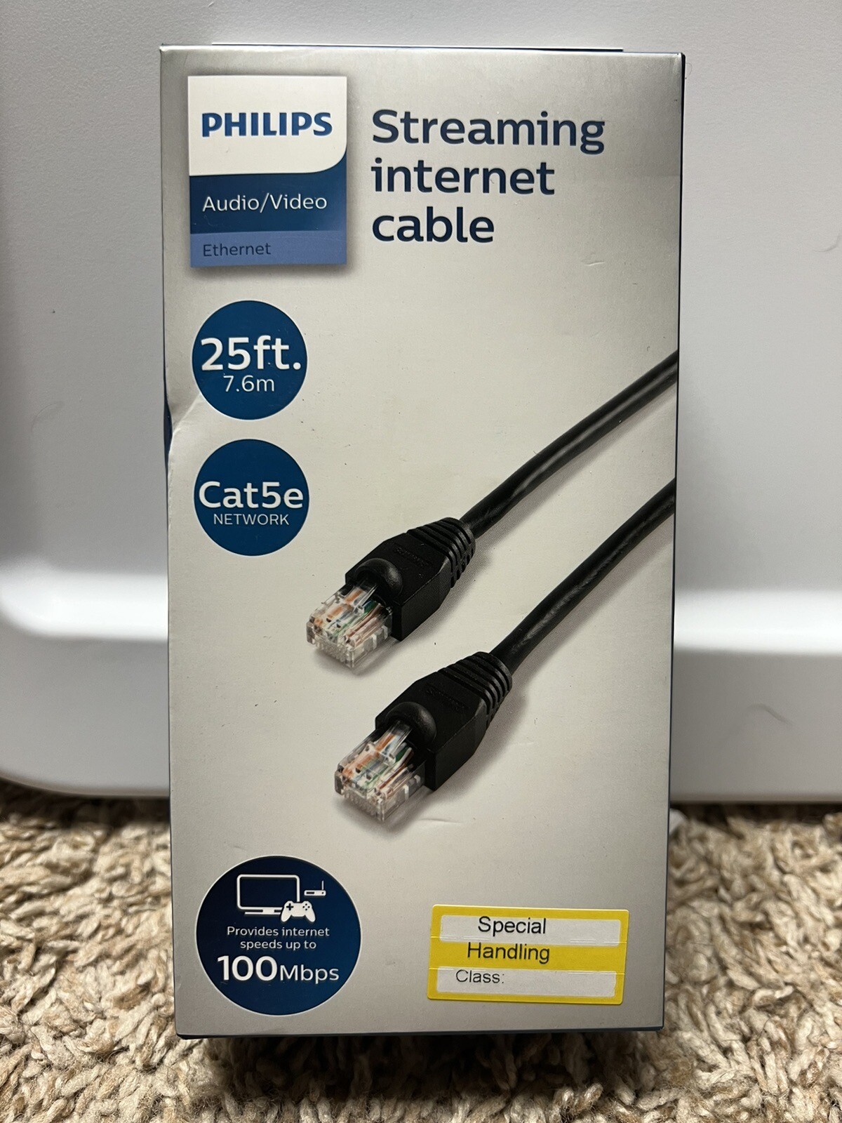 NEW Philips Audio Video Streaming Internet Cable 25 FT Feet Long Cat5e Cable