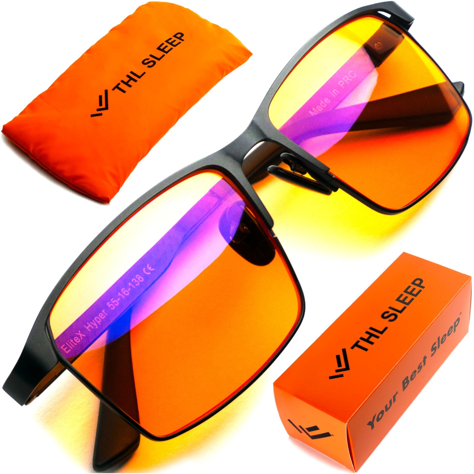Orange Blue Light Blocking Glasses for Better Sleep - Premium Carbon Fiber Am...