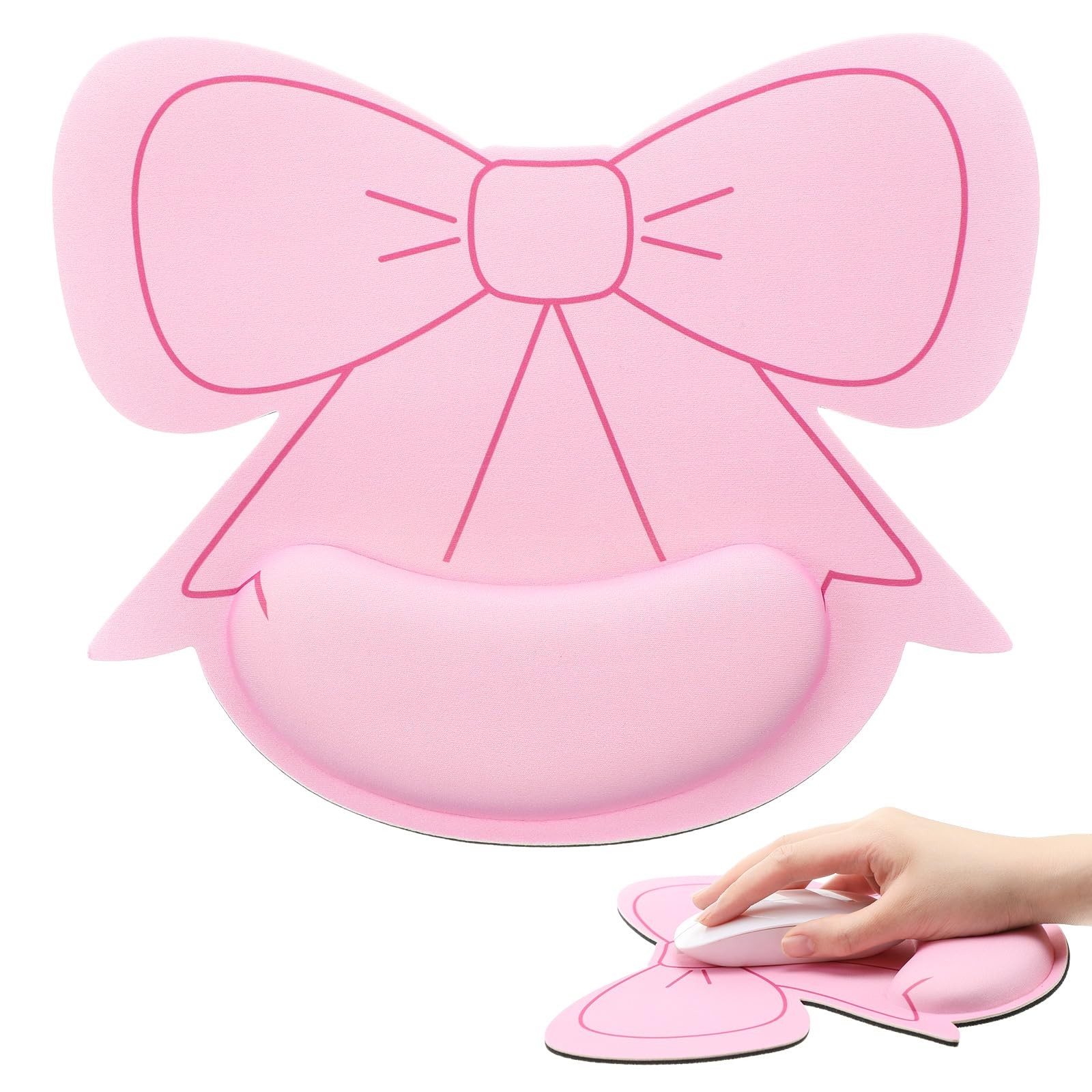 Pink Pad with Wrist Rest Pink Bow Ergonomic Pad