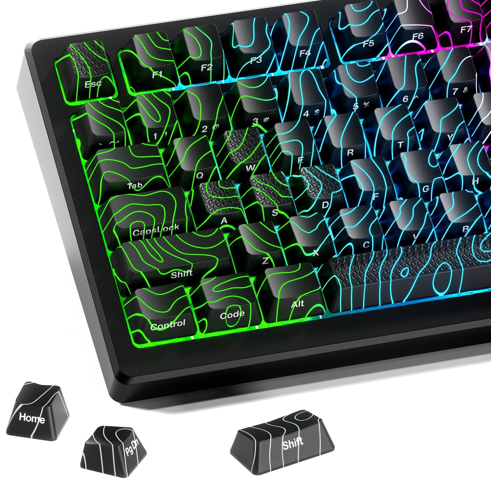 HITIME XVX Shine Through Keycaps w/IMD Tech, Custom Topographic Keycaps 60 75...