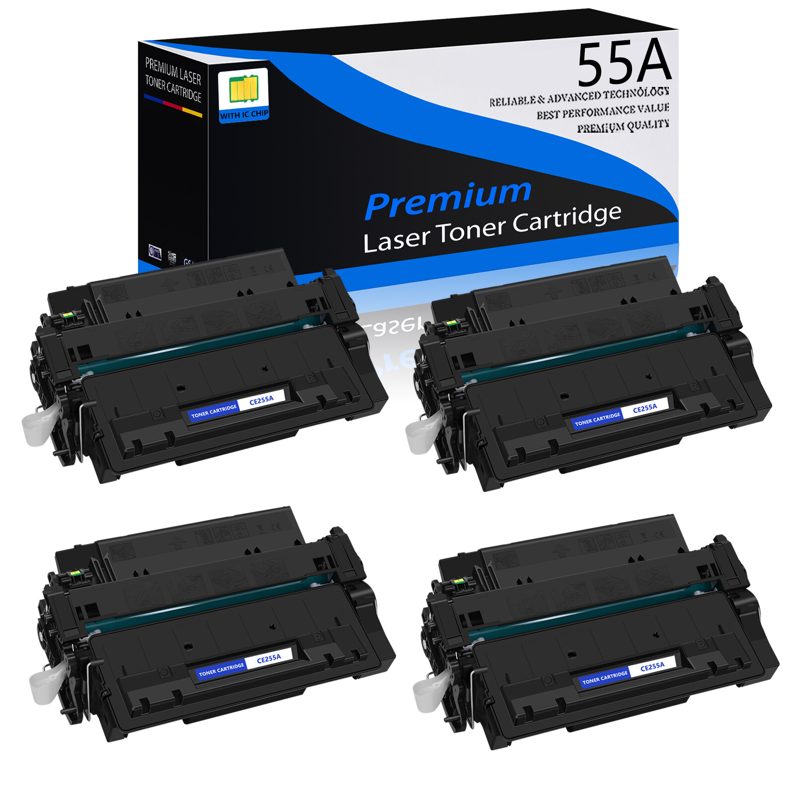 4PK CE255A 55A Toner Cartridge  For HP LaserJet Enterprise 500 MFP M525dn M525f