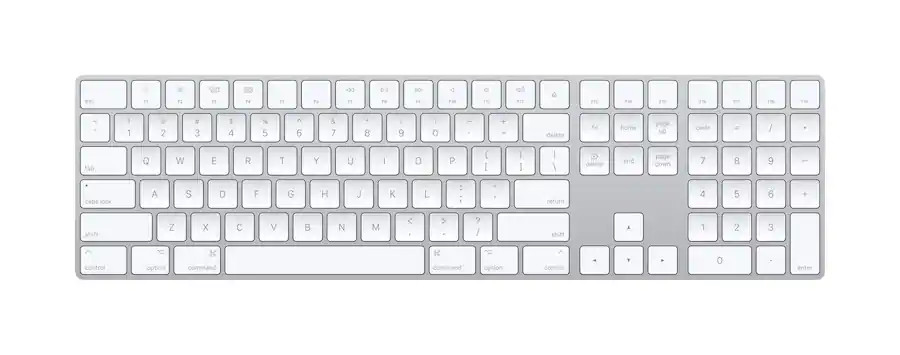 OEM Apple Magic Keyboard Full Size w/ Keypad (Lightning Port) - Silver/White -VG