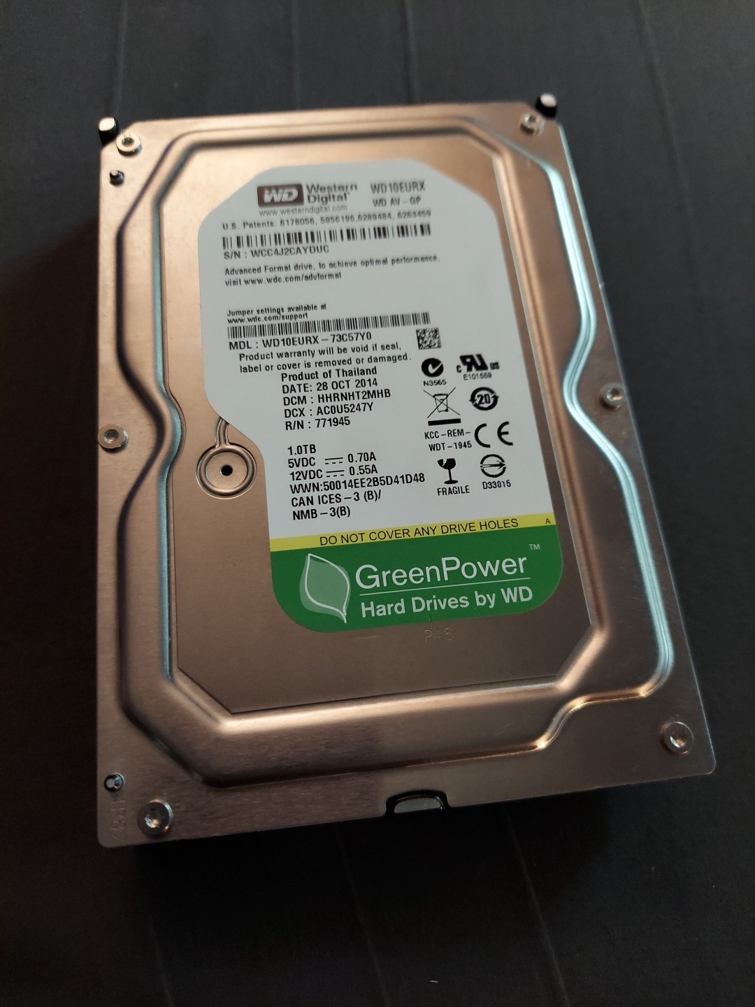 Tested GOOD Western Digital WD10EURX 1TB SATA 3.5 HDD Hard Disk Drive GreenPower